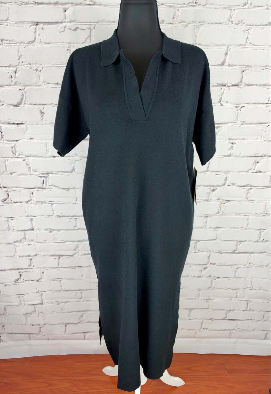 Tuckernuck Black Channing Polo Oversized Midi Dress Womens XL Shift Collared